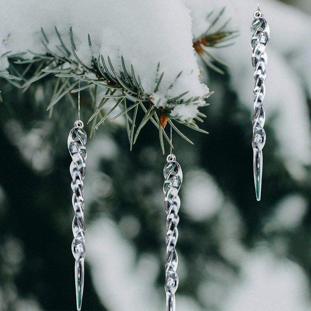 Cubitos de hielo navideños, 24 piezas de colgantes y pinchos navideños, decoración para árboles de Navidad, objeto colgante de hielo acrílico