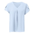 thumbnail image 4 of TYGHBN 2023 Women's Summer Fashion Chiffon Shirt V Neck Short Sleeved Tunic Top Suitable for Leggings Women Loose Tops Summer Womens Tops Short Sleeve Loose Fit Womens Loose Fit Running Tops Casual T, 4 of 5
