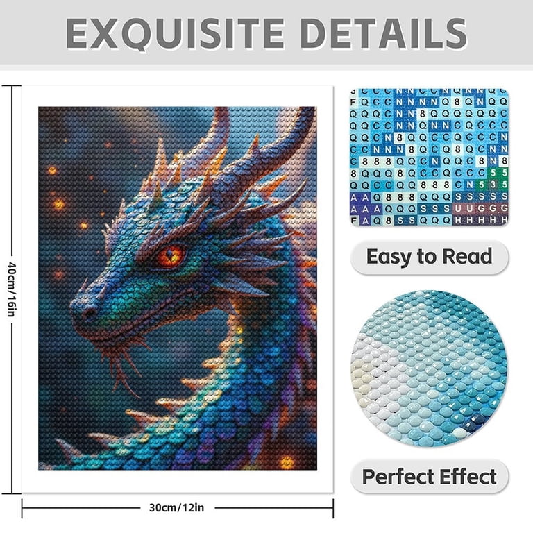 YarnMate Dragon Diamond Painting Kit - 12x20 Inch Full Drill 5D DIY Art For Adults, Home Wall Decor
