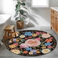 thumbnail image 3 of Round Rugs 4 Ft, Boho Pink Flower Non Slip Area Rugs for Kitchen Bedroom Entryway, Spring Watercolor Country Floral Plant Washable Carpet Runner Rug Floor Mats for Bedroom Home Decor, 3 of 8