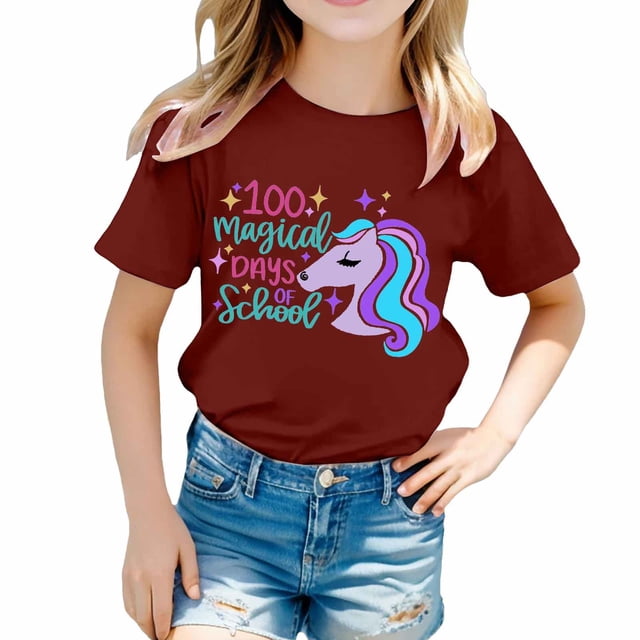 TZEWGL Chemise Mignonne pour Fille Garçon Imprimé Col Rond Manches Courtes Ample pour Bébés Taille 12-13T
