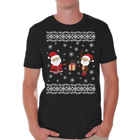 Santa Shirt for Men Christmas Tee for Him Merry Christmas T-Shirt Funny Santa's Reindeer T Shirts for Men Santa's Gifts Deer Top Xmas Gifts Happy Holidays T Shirt Xmas 2020 Outfit