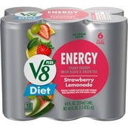 V8 +Energy Diet Strawberry Lemonade Juice Energy Drink, 8 fl oz Can, 6 Count