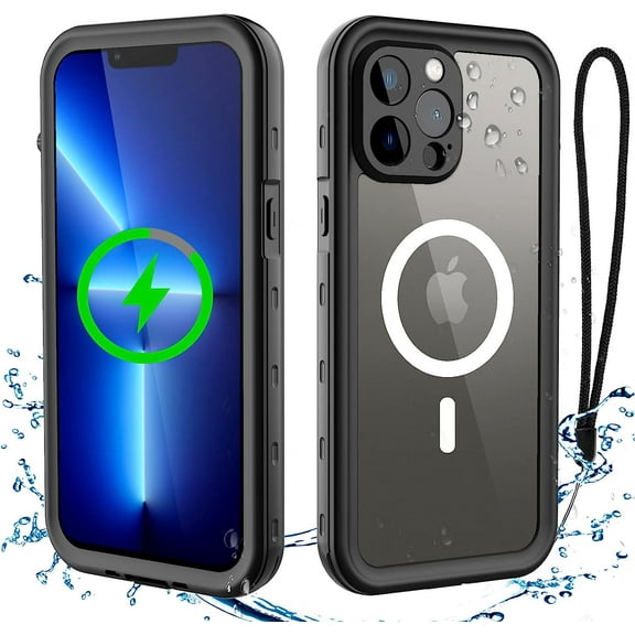 iPhone 13 Pro Max Waterproof MagSafe Compatible Case, 6.7" Shockproof Full Protection with Built-in Screen Protector (Clear)