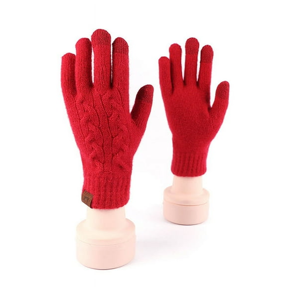 Christmas New Year's Day Red Gloves Winter Warm Touch Screen Gloves Outdoor Ride Fleece Gloves