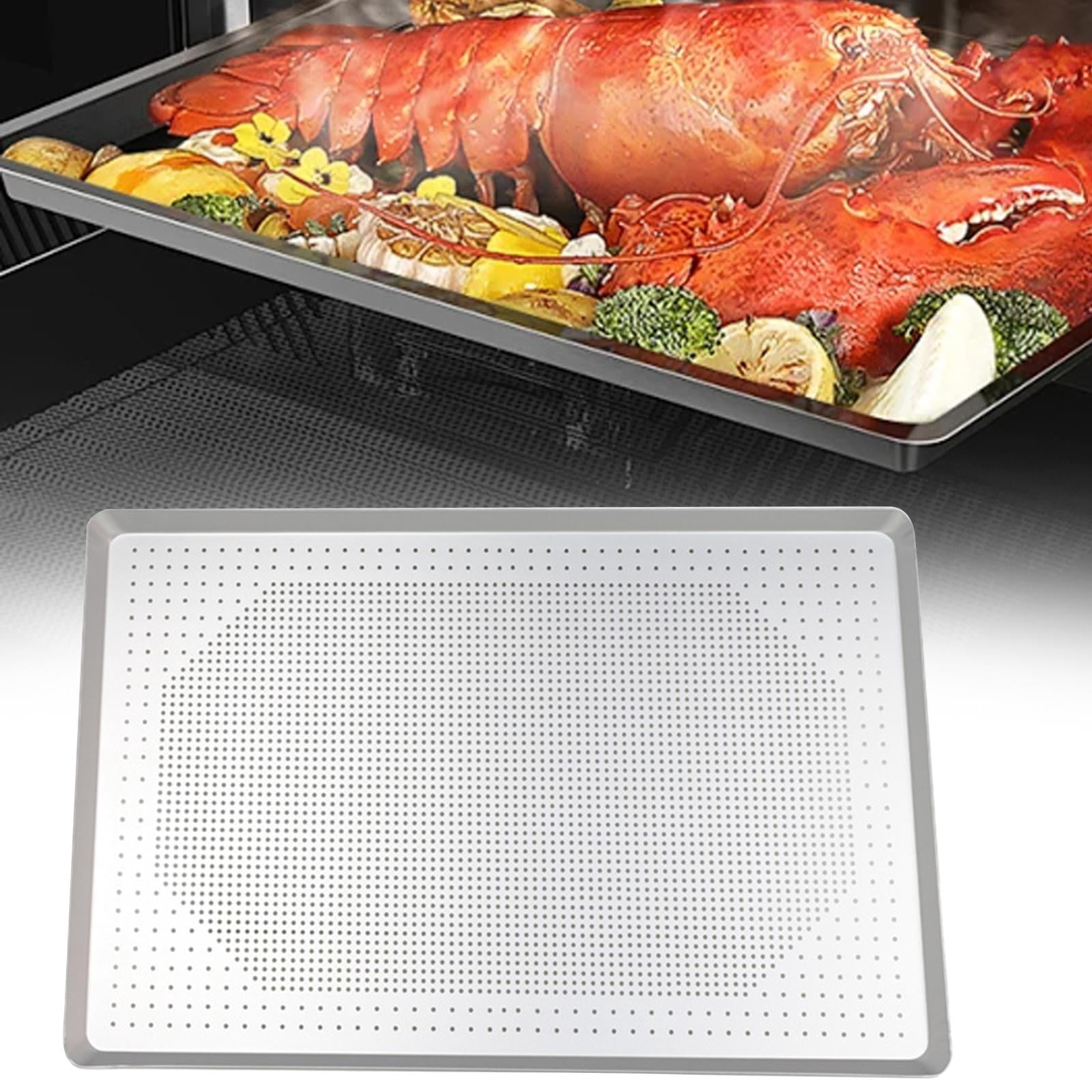 Fiocias Aluminum Perforated Sheet Pan Baking Pan Reusable Easy to Clean Pizza Pan Cookie Style A