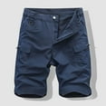 thumbnail image 2 of Short Pants for Men Twill Cotton Casual Relaxed Fit Mens Running Shorts Summer Outdoor with Zipper Pockets,Navy,XXL, 2 of 3