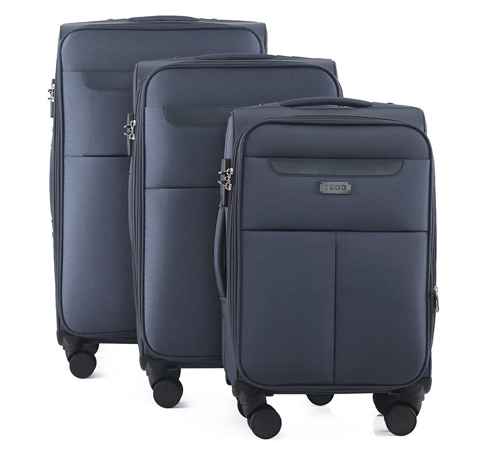 IZOD Liam Soft Shell Lightweight Expandable 360 Dual Spinning Wheels Combo Lock 28", 24", 20" 3 Piece Luggage Set
