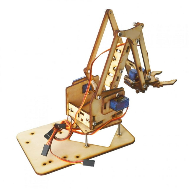 143 4 DOF Robot Arm Kit de Brazo robótico Arduino Robot Arm Brazo mecánico robótico de Madera SG90 Servo para Arduino Raspberry Pi SNAM1500, para Estudiantes, entusiastas del Bricolaje Ecomeon no
