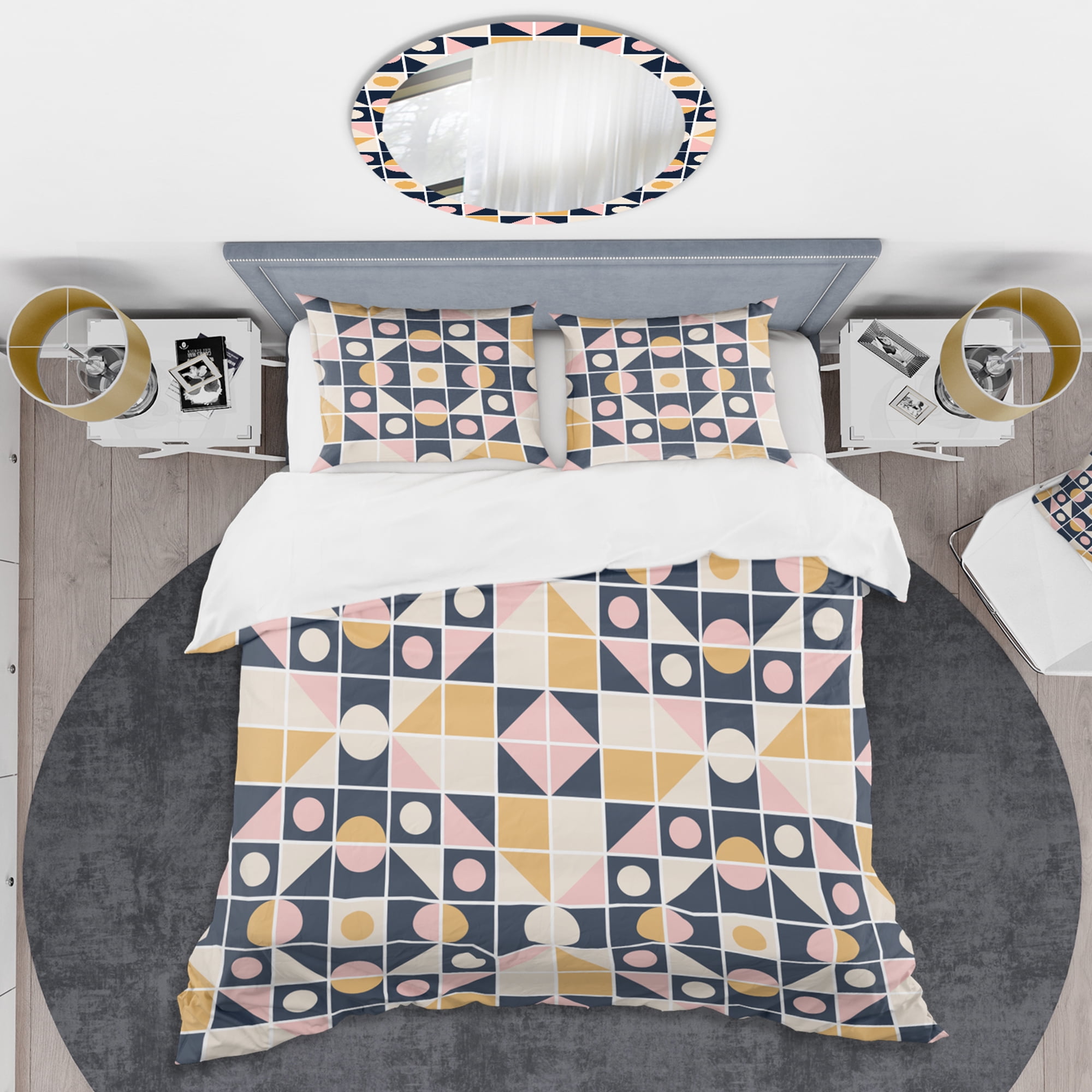 Designart 'Geometrical Retro Design I' Mid-Century Modern Duvet Cover Set