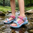 thumbnail image 4 of WAYUTE Girls Sandals Soft Sole Gradient Color Hook and Loop Lightweight Outdoor Design Stylish Beach Shoes for Big Kids Teen,Pink,11 Y-11.5 Y, 4 of 6