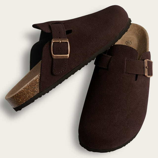 Goosecrect Sabots en Liège pour Femmes, Sandales d'Intérieur, Duveteuses, Douces, Confort, Chaussures « Potato », Mules à Semelle Intérieure en Peluche, Pantoufles, Pantoufles d'Hiver en Fourrure et Suède
