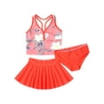 thumbnail image 4 of iEFiEL Girls Floral Tankini Set with Skirt 3pcs Set Swimsuit Bathing Suit,Sizes 4-14 Orange 6, 4 of 7