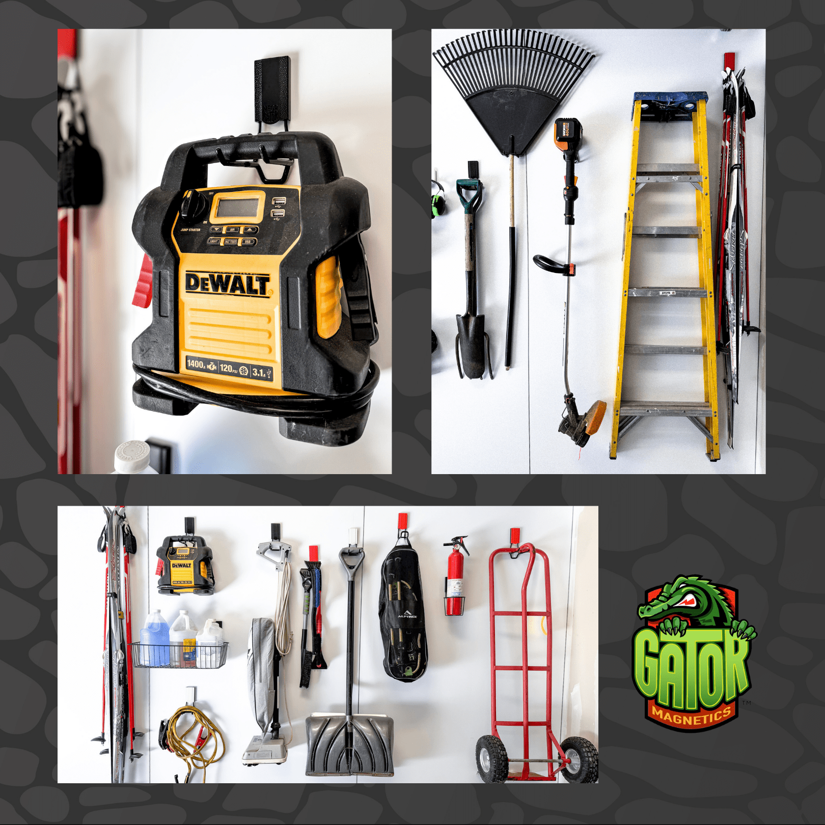 GATOR MAGNETICS Mega Open Storage Hook: 4.5in. Black, The Ultimate Workshop & Garage Storage Systems, Heavy Duty Magnetic Hooks, Sturdy Tool Storage Solutions, 45lb Hold, for All Steel Surfaces