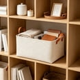 thumbnail image 2 of Large Foldable Fabric Storage Bin with Handles, Beige Closet Shelf Organizer for Clothing, Linens and Accessories, 18.90 x 12.99 Inches, 2 of 6