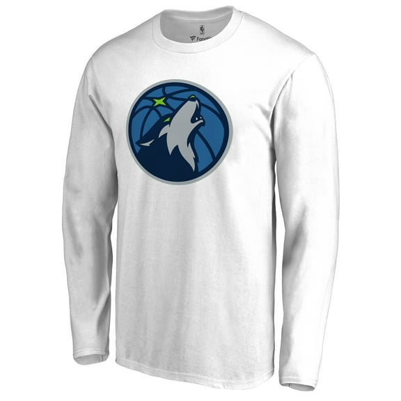Men's White Minnesota Timberwolves Primary Logo Long Sleeve T-Shirt