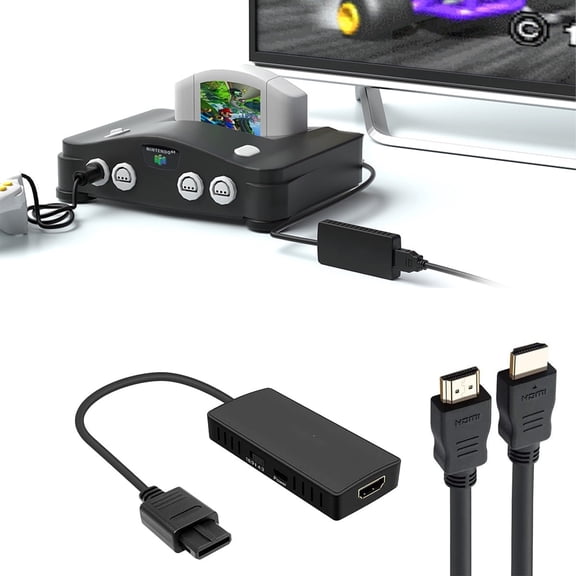 Video Converter Cable for N64, Super SNES & NGC, Supports 16:9 and 4:3 Aspect Ratio Conversion, Compatible with HD Display