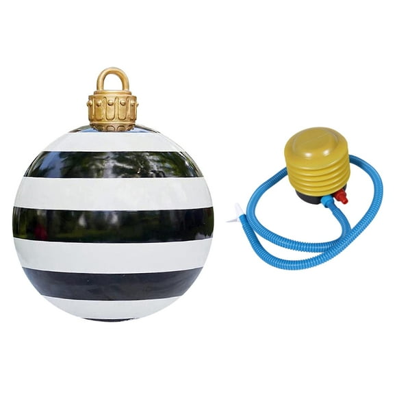 Bola inflable navideña, decoraciones navideñas, accesorios de decoración para exteriores, inflables Rayas Blancas Negras