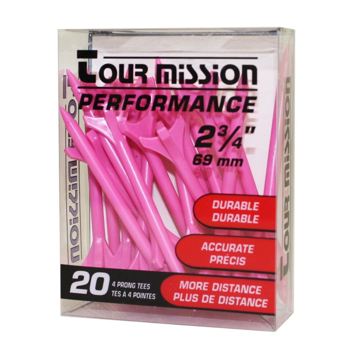 2 3/4" (69mm) Orange Performance Plastic Golf Tees, pack of 20 by Tour Mission