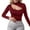 Red-02, variant on STETMN Mock Neck Tops for Women Crop Long Sleeve Shirt Cutout Asymmetrical Tight Tunic Tee