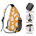 thumbnail image 3 of Sling Backpack,Orange Halloween Cute Ghosts Sling Bag with Water Bottle Holder,Waterproof Sling Bag for Men/Women with Headphone Jack for Hiking,Travel, 3 of 6
