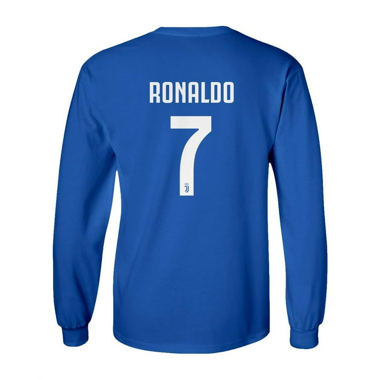 Soccer Shirt #7 Ronaldo CR7 Cristiano Juve Boys Girls Youth Long Sleeve  T-Shirt (Royal, Youth Small) 