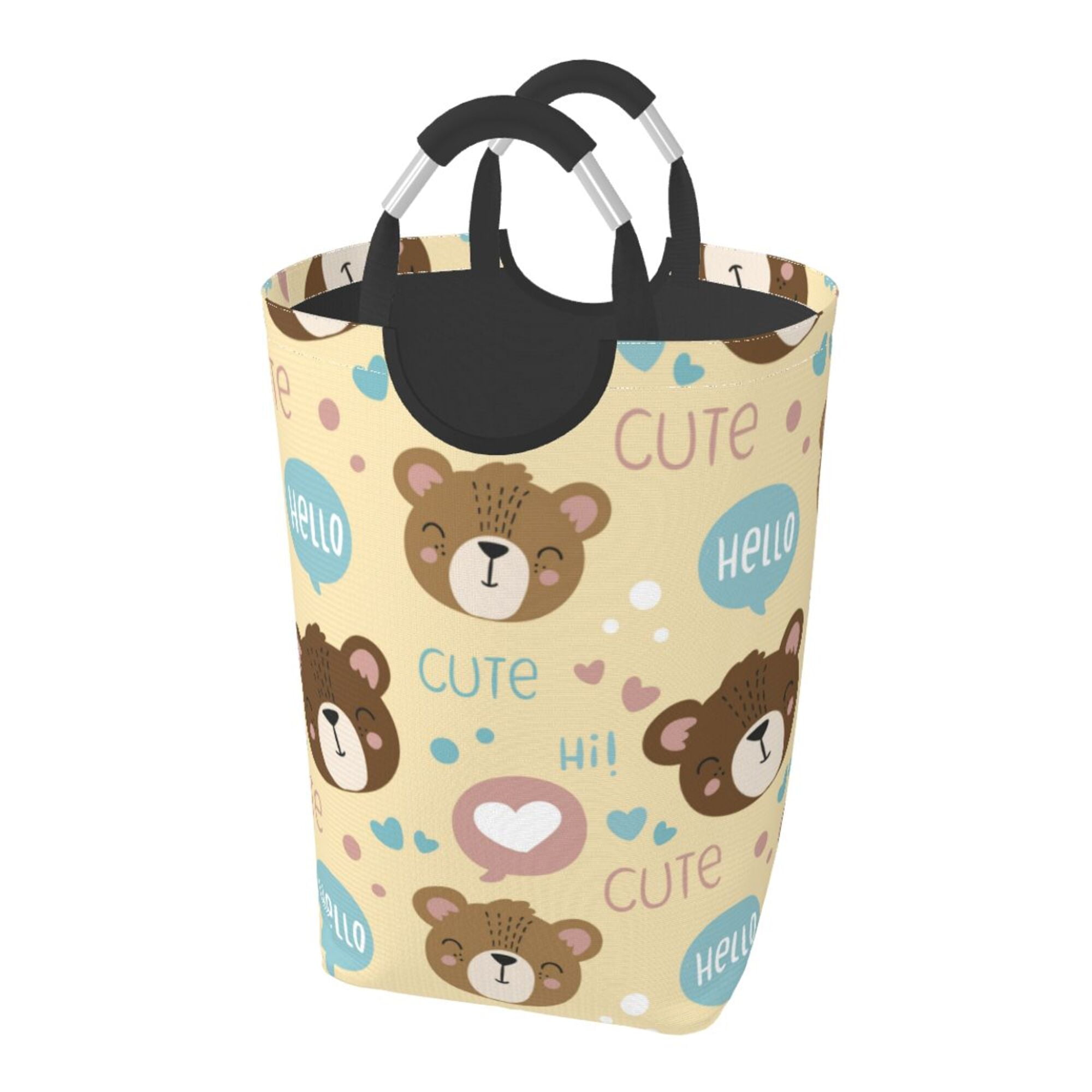 TEQUAN 50L Large Rectangular Laundry Hamper with Aluminum Handles, Cute