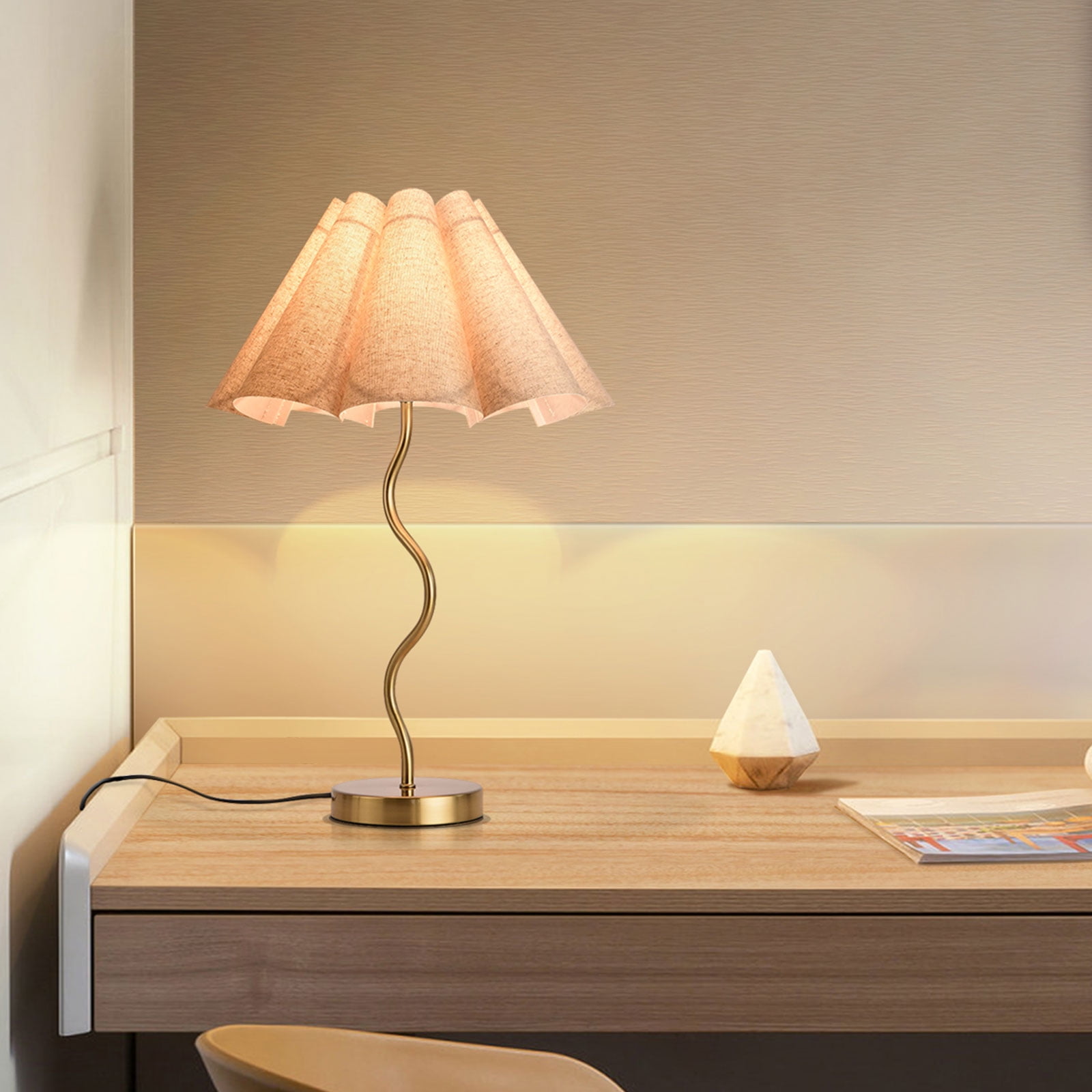 22" Petal Metal Table Lamp with Beige Petal Shades