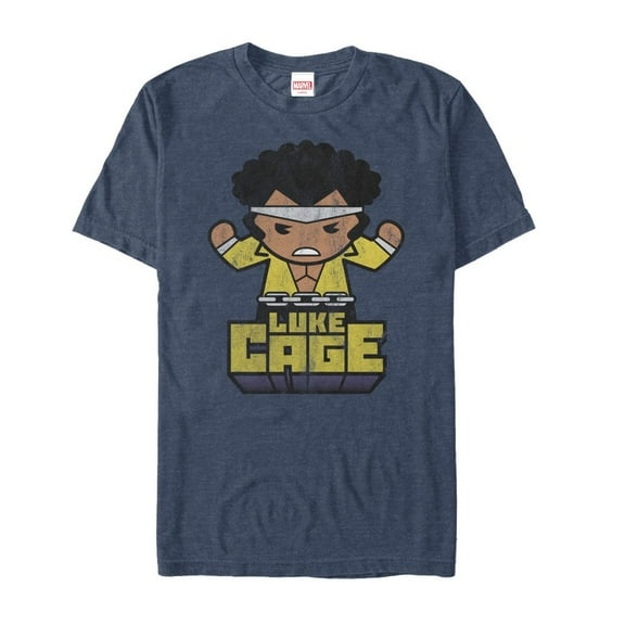 Men's Marvel Luke Cage Kawaii Graphic Tee Navy Blue Heather X Large