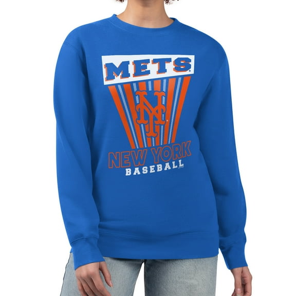 Women's Starter  Royal New York Mets Poster Print Pullover Sweatshirt