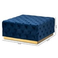 thumbnail image 7 of Bowery Hill Royal Blue Velvet Gold Finished Square Cocktail Ottoman, 7 of 7
