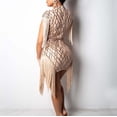 thumbnail image 4 of IROINNID Short Dress For Women Solid Color Nightclub Party Club Sequins Fringe Tassel Sheath Dress Sleeveless Round Neck Sheath Dress, 4 of 7