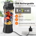 thumbnail image 3 of Portable Blender, 6000mAh Portable Juicer with USB Rechargeable for Shakes and Smoothies, BPA Free 24 oz Juicer Cup with 6 Blades and Lid, 360W Self Cleaning Personal Blender for Home/Office/Travel, 3 of 10