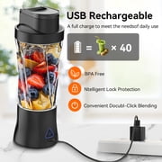 Portable Blender, 6000mAh Portable Juicer with USB Rechargeable for Shakes and Smoothies, BPA Free 24 oz Juicer Cup with 6 Blades and Lid, 360W Self Cleaning Personal Blender for Home/Office/Travel