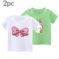 thumbnail image 2 of SGFCWSX Girls Short Sleeve 2 Pack T-Shirt, Kids Crew Neck Cotton Print Soft Top, Casual Summer Tees Green Size 9-10 Years, 2 of 3