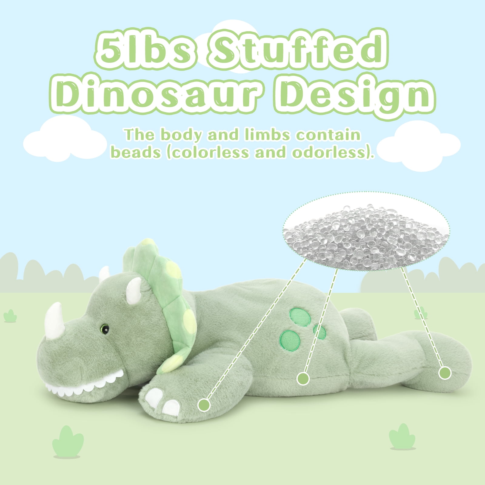 MaoGoLan 31'' Luminous Dinosaur Stuffed Animal Gaint Weighted Dinosaur Body Pillow Glow In The Dark Plush Toy