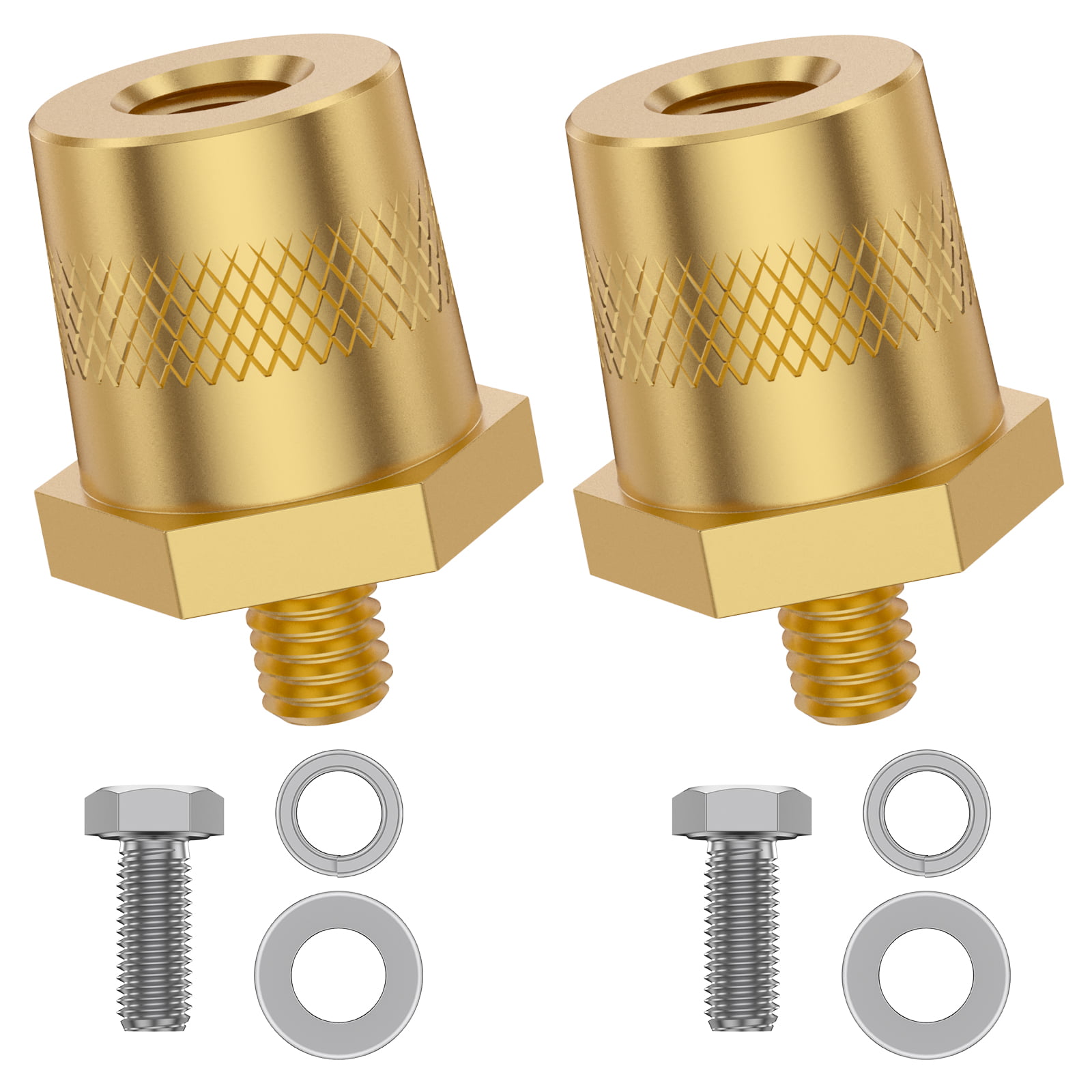 Threns 1 Pair Battery Pole Adapter Brass Battery Terminal Connector M6  Thread Installation Battery Tone Post Adapter Kit with Screws Washers  Elastic Pads for Car Automobile 