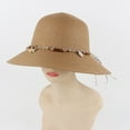 thumbnail image 5 of Women Sun Hat Solid Color Sea Shell Decor Braided String Flat Top Sunscreen Round Decorative Beach Hat Clothes Accessory, 5 of 7
