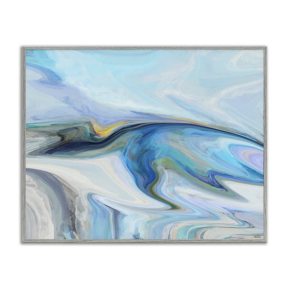 Stupell Industries Modern Fluid Blue Contemporary Composition Gray Framed Giclee Art, 14 x 11, by Michael Tienhaara