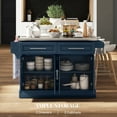 thumbnail image 3 of CoSoTower Rolling Kitchen Island with Storage and Stainless Steel Top, Kitchen Trolley with Drawers, Cabinets, Towel Rack, Blue, 3 of 7