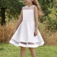 thumbnail image 5 of Mevxay Girls Elegant Dresses Sleeveless Round Neck A-line Party Dance Graduation Mesh Dress Size 5-12 White, 5 of 9
