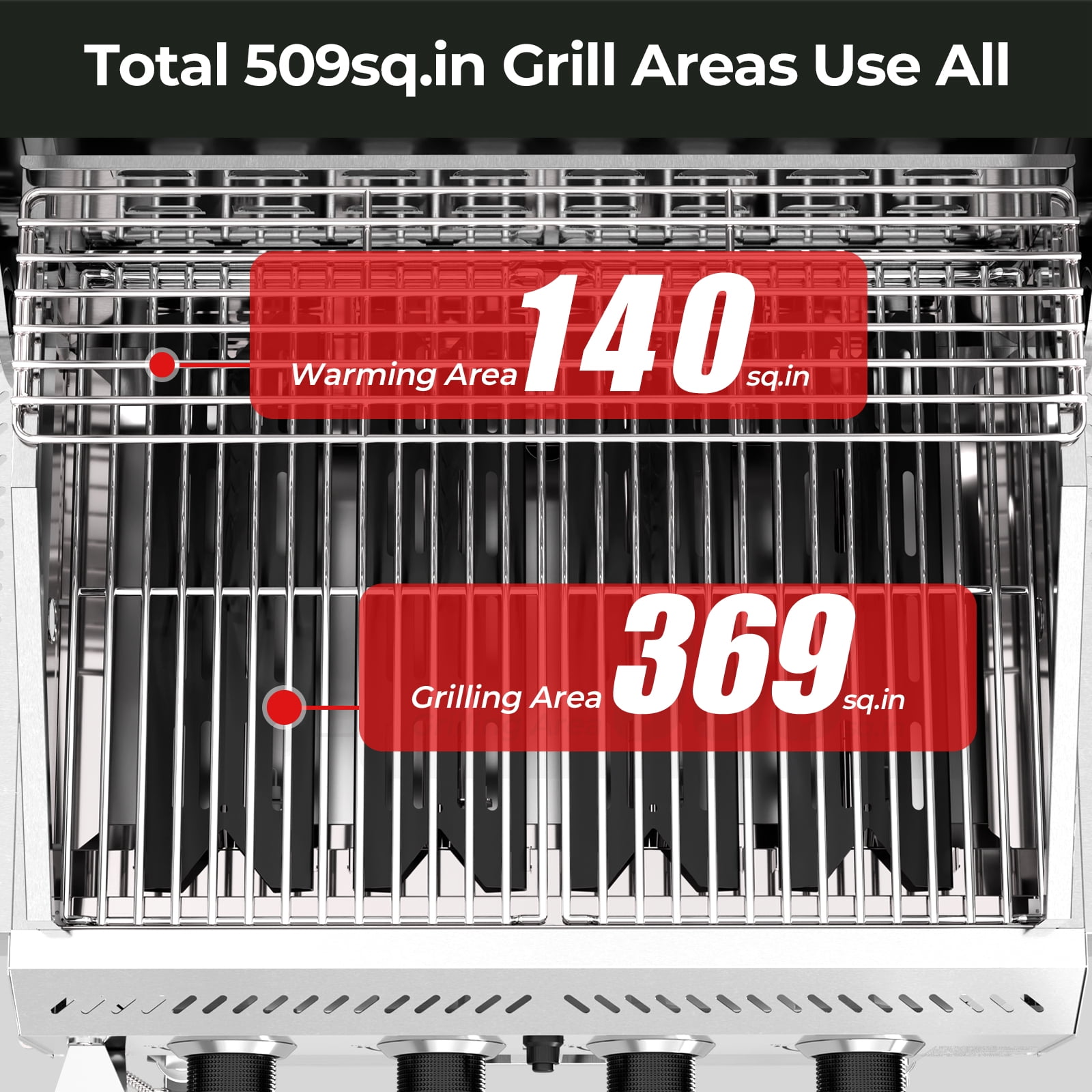 WAA 4-Burner BBQ Propane Gas Grill,32000 BTU Outside Stainless Steel Barbecue Propane Grill,Ideal for Outdoor Cooking Camping Park Balcony