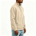 thumbnail image 6 of Men Full Zip Knit Cardigan Sevevn Long Sleeve Ribbed Stand Collar Sweater Jacket With Dual Side Hand Pockets Loose Fit Outerwear For Daily Casual And Travel Occasions, 6 of 8