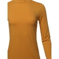thumbnail image 4 of A2Y Women's Basic Solid Soft Cotton Long Sleeve Mock Neck Top Shirts Desert Mustard S, 4 of 5