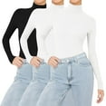 thumbnail image 6 of WTXUE 3Pc Fleece Lined Cotton Turtleneck Tops for Women Long Sleeve Thermal Shirts Slim Stretchy Layer Tee Shirts Basic Sweaters Tunic Sweaters Layering Casual Fall Winter Clothing Black 5Xl, 6 of 6