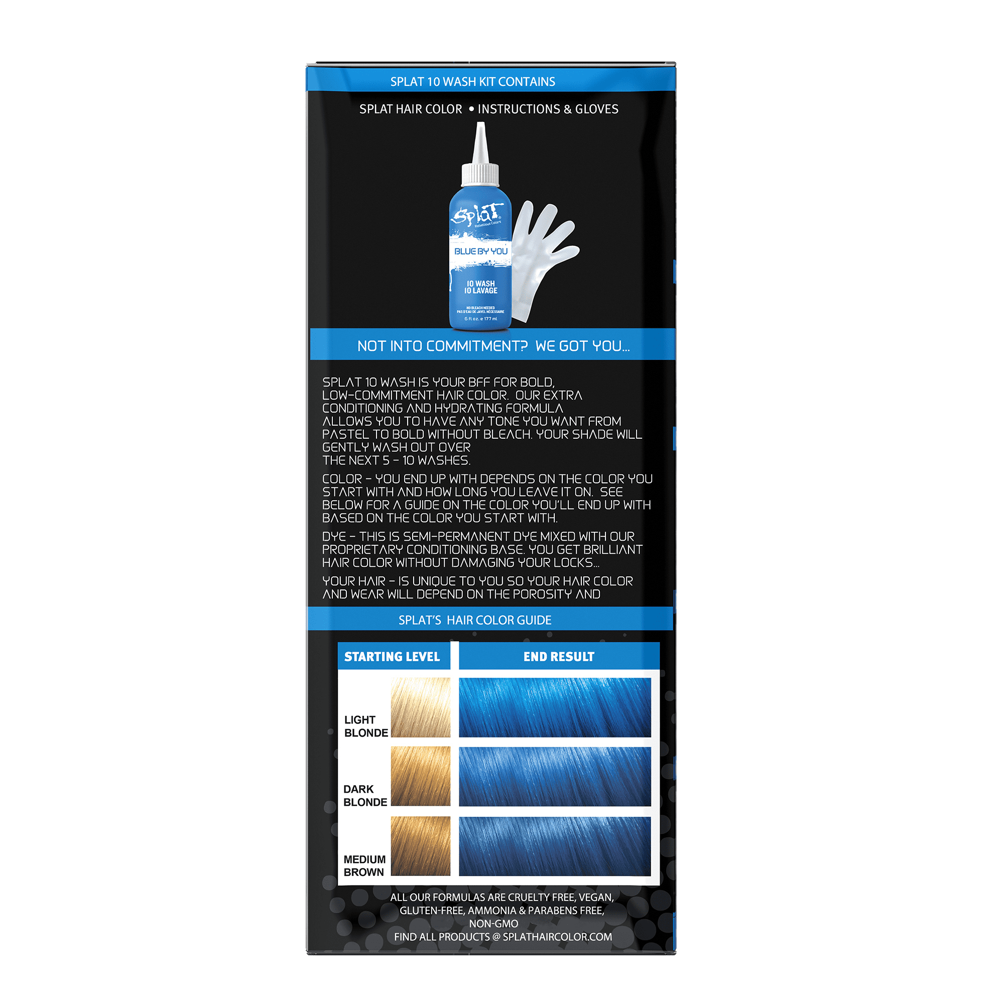 Splat 10-Wash Blue By You Temporary Hair Color, No Bleach, Blue Hair Dye