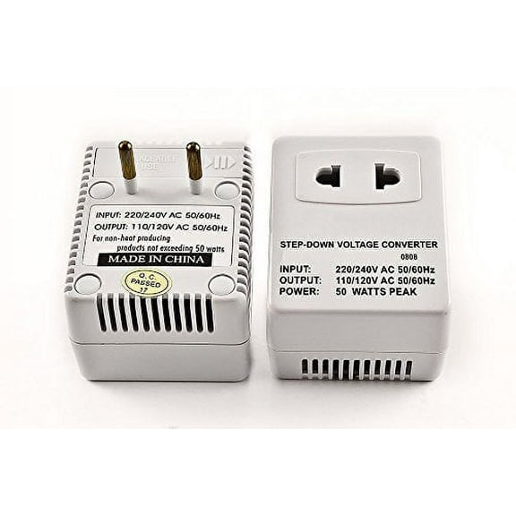 Simran SM-250R Step Down Voltage Converter 50 Watts for International Travel to 220 Volt Countries with Fuse Protection