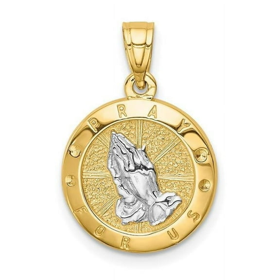 Finest Gold 14K Yellow & Rhodium with Praying Hands Pendant