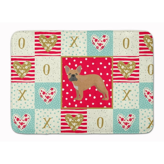 French Bulldog 2 Love Machine Washable Memory Foam Mat Red