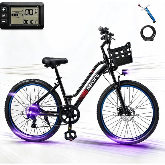 500W Powerful Electric Bike for Adults, 19 MPH E-Bike, 40 Miles Max Range, 7-Speed, Perfect for Trail ,Daily Shopping, UL 2849